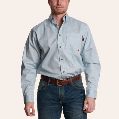 Forge Men's Blue & White Geo Print Fr Long Sleeve Shirt
