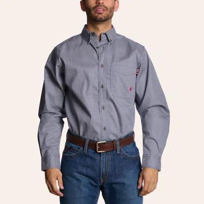 Forge Men's Blue Diamond Geo Print Fr Long Sleeve Shirt