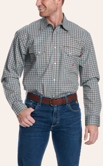 Forge Men's Blue Fr Geo Print Western Shirt