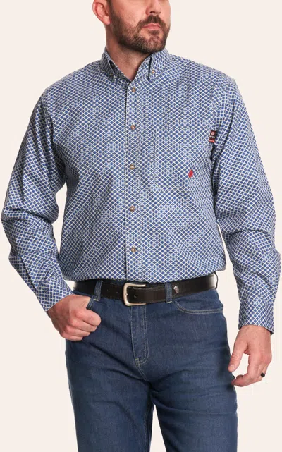 Forge Men's Blue Geo Print Flame Resistant Long Sleeve Shirt