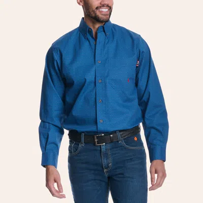 Forge Men's Blue Geo Print Fr Long Sleeve Shirt