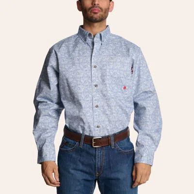 Forge Men's Blue Paisley Print Fr Long Sleeve Shirt