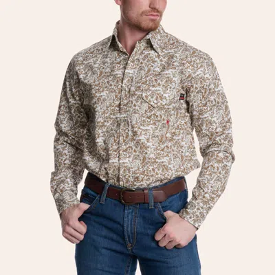 Forge Men's Brown Floral Print Fr Long Sleeve Pearl Snap Western Shirt