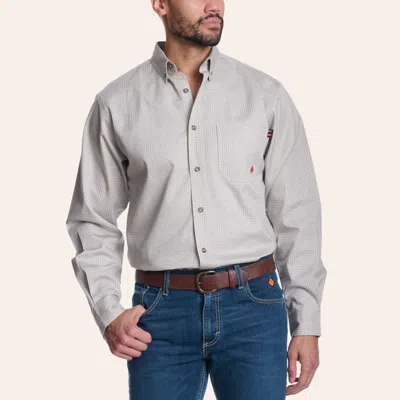 Forge Men's Brown Geo Print Fr Long Sleeve Shirt In Gray