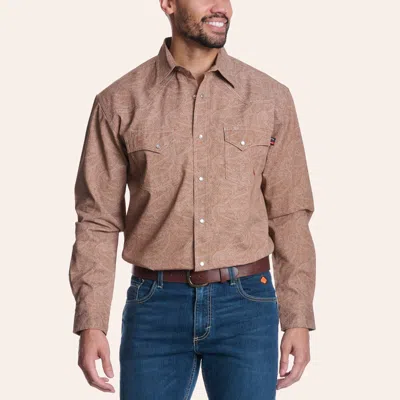 Forge Men's Brown Paisley Print Fr Long Sleeve Pearl Snap Western Shirt