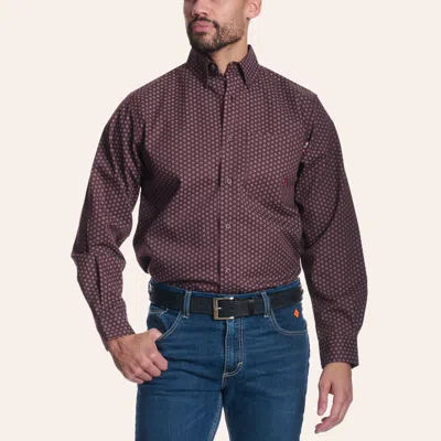 Forge Men's Burgundy Geo Print Fr Long Sleeve Shirt