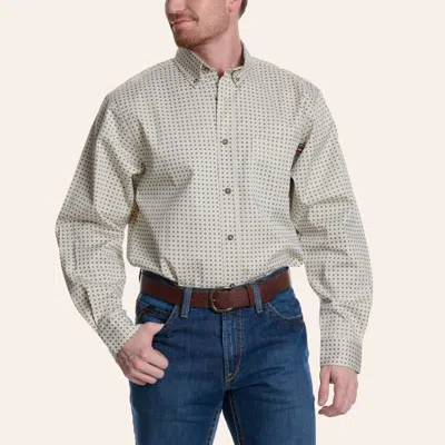 Forge Men's Cream Geo Print Fr Long Sleeve Shirt