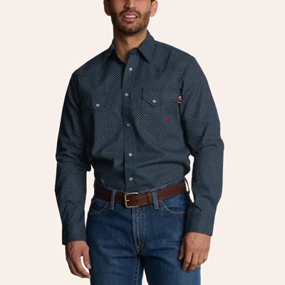 Forge Men's Dark Blue Geo Print Fr Long Sleeve Pearl Snap Western Shirt