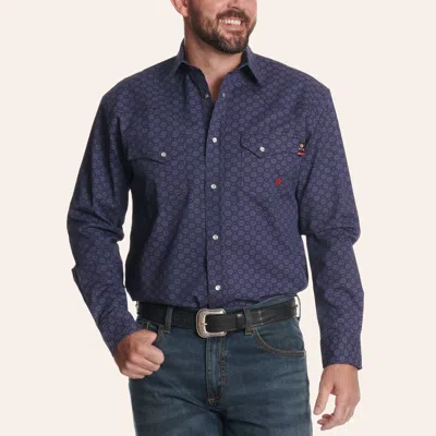 Forge Men's Flame Resistant Blue Long Sleeve Wallpaper Print Shirt