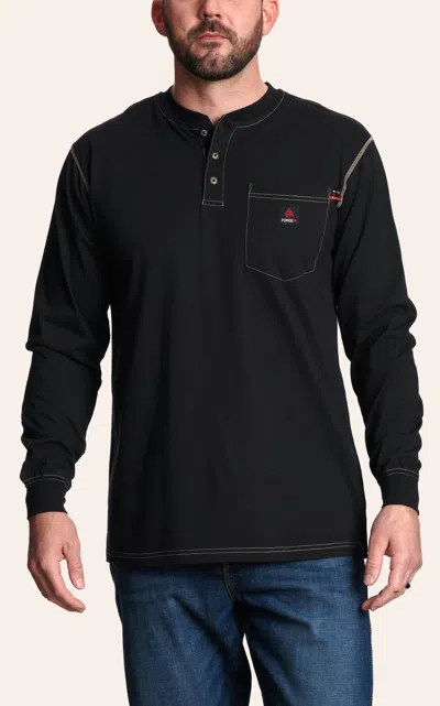 Forge Men's Fr Black Contrast Stitch Light Weight Henley Shirt