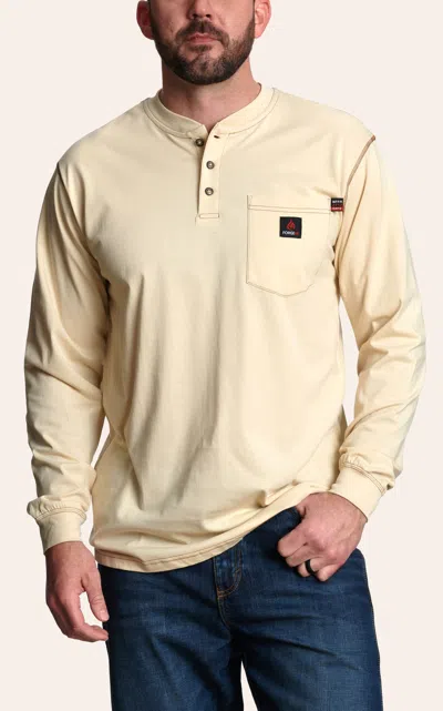 Forge Men's Fr Sand Contrast Stitch Light Weight Henley Shirt