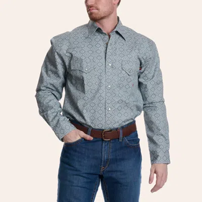 Forge Men's Gray Geo Print Fr Long Sleeve Pearl Snap Western Shirt