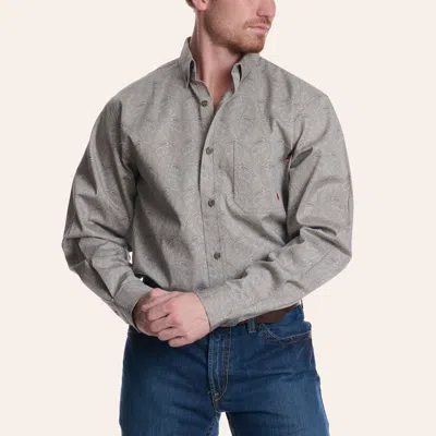 Forge Men's Gray Paisley Print Fr Long Sleeve Shirt