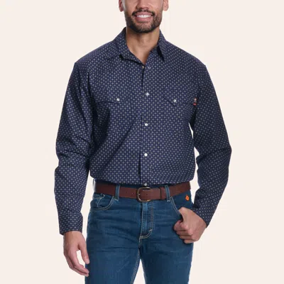 Forge Men's Navy Geo Print Fr Long Sleeve Pearl Snap Western Shirt In Blue