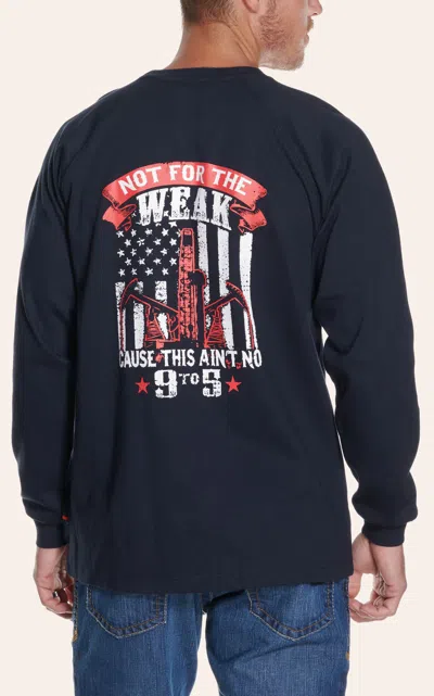 Forge Men's Navy Not For The Weak American Flag Long Sleeve Fr T-shirt In Blue