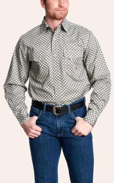 Forge Men's Olive & Cream Geo Fr Work Shirt In Brown