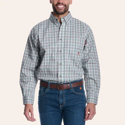 Forge Men's Slate Green Plaid Print Fr Long Sleeve Shirt In Gray