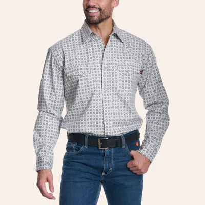 Forge Men's White & Gray Geo Print Fr Long Sleeve Pearl Snap Western Shirt