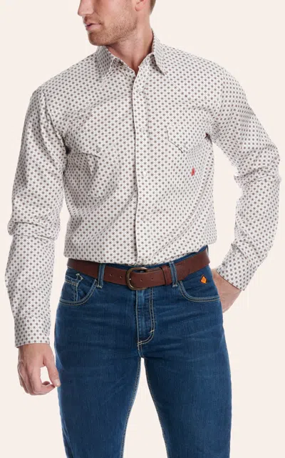 Forge Men's White Geo Print Western Shirt