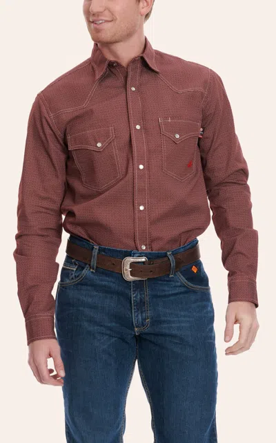 Forge Men's Wine & Tan Geo Print Long Sleeve Fr Work Shirt In Burgundy