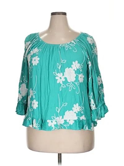 Pre-owned Forgotten Grace 3/4 Sleeve Blouse In Blue