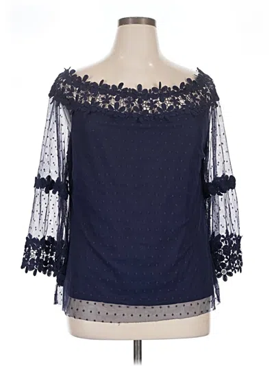 Pre-owned Forgotten Grace 3/4 Sleeve Blouse In Blue
