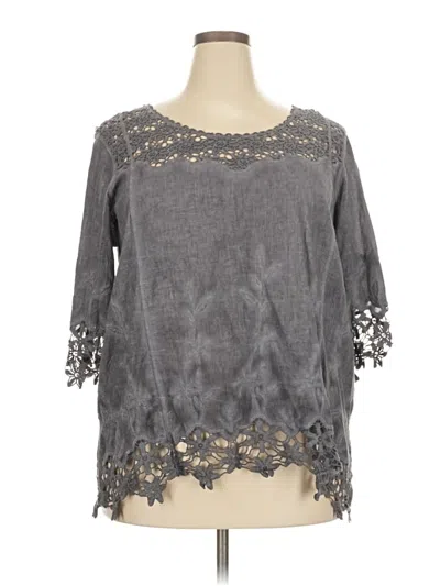 Pre-owned Forgotten Grace 3/4 Sleeve Blouse In Gray