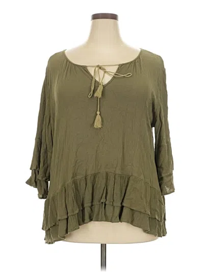 Pre-owned Forgotten Grace 3/4 Sleeve Blouse In Green