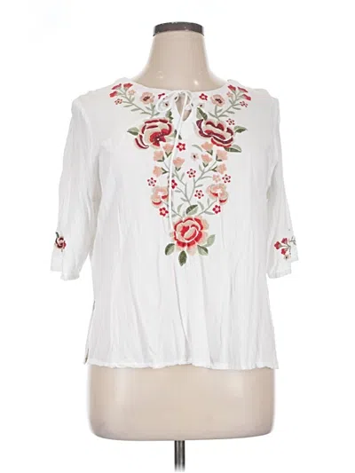 Pre-owned Forgotten Grace 3/4 Sleeve Blouse In White