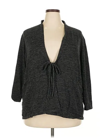 Pre-owned Forgotten Grace 3/4 Sleeve Top Gray Plunge Neckline Tops