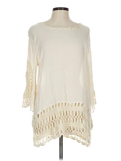 Pre-owned Forgotten Grace 3/4 Sleeve Top Ivory Cowl Neck Tops In White