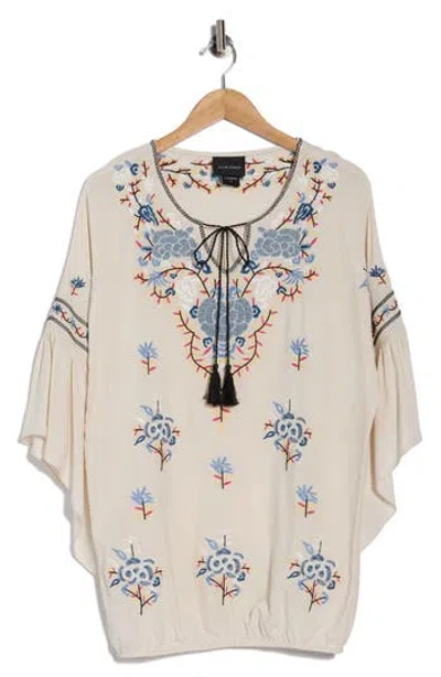 Forgotten Grace Boho Embroidered Top In Neutral