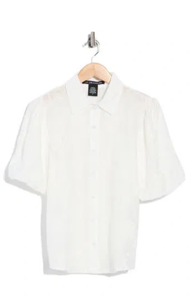 Forgotten Grace Bubble Sleeve Button Front Shirt In White