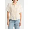 Forgotten Grace Bubble Sleeve Button Front Top In White
