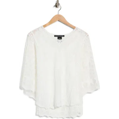 Forgotten Grace Butterfly Embroidered Poncho Top In White