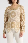 Forgotten Grace Circle Open Knit Sweater In Neutral