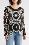 Forgotten Grace Circle Open Knit Sweater In Multi