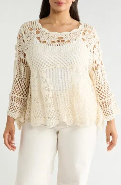 Forgotten Grace Cotton Crochet Top In Neutral