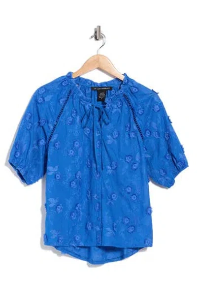 Forgotten Grace Cotton Peasant Top In Blue