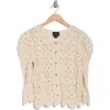 Forgotten Grace Crochet Button Front Cardigan In Natural