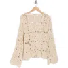Forgotten Grace Crochet Button Front Cardigan In Natural