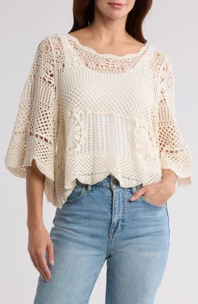 Forgotten Grace Crochet Cotton Top In Natural