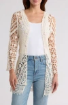 Forgotten Grace Crochet Duster Cardigan In Natural