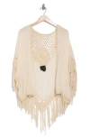 Forgotten Grace Crochet Fringe Cardigan In Natural