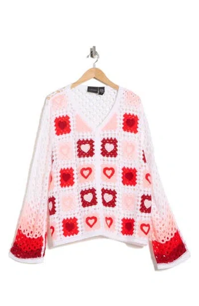 Forgotten Grace Crochet Granny Square Cardigan Sweater In White