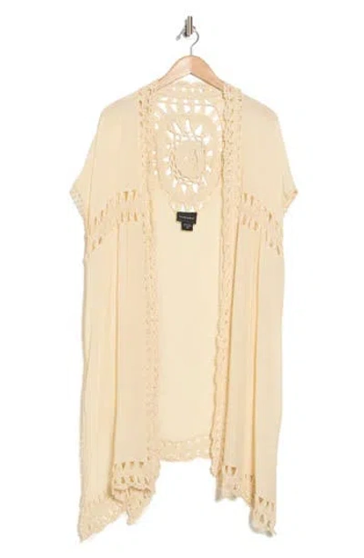 Forgotten Grace Crochet Inset Ruana In Natural