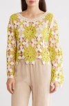 Forgotten Grace Crochet Lace Top In Yellow