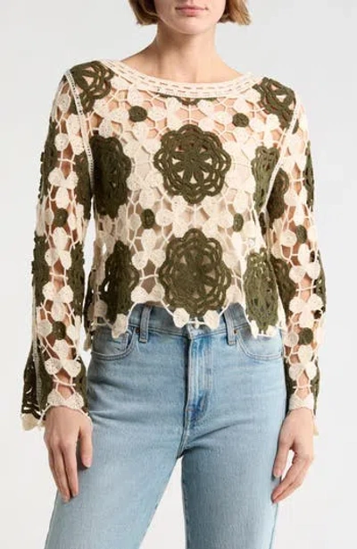 Forgotten Grace Crochet Lace Top In Multi