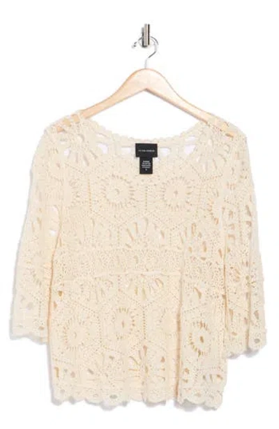 Forgotten Grace Crochet Lace Top In Brown