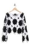 Forgotten Grace Crochet Lace Top In White/black